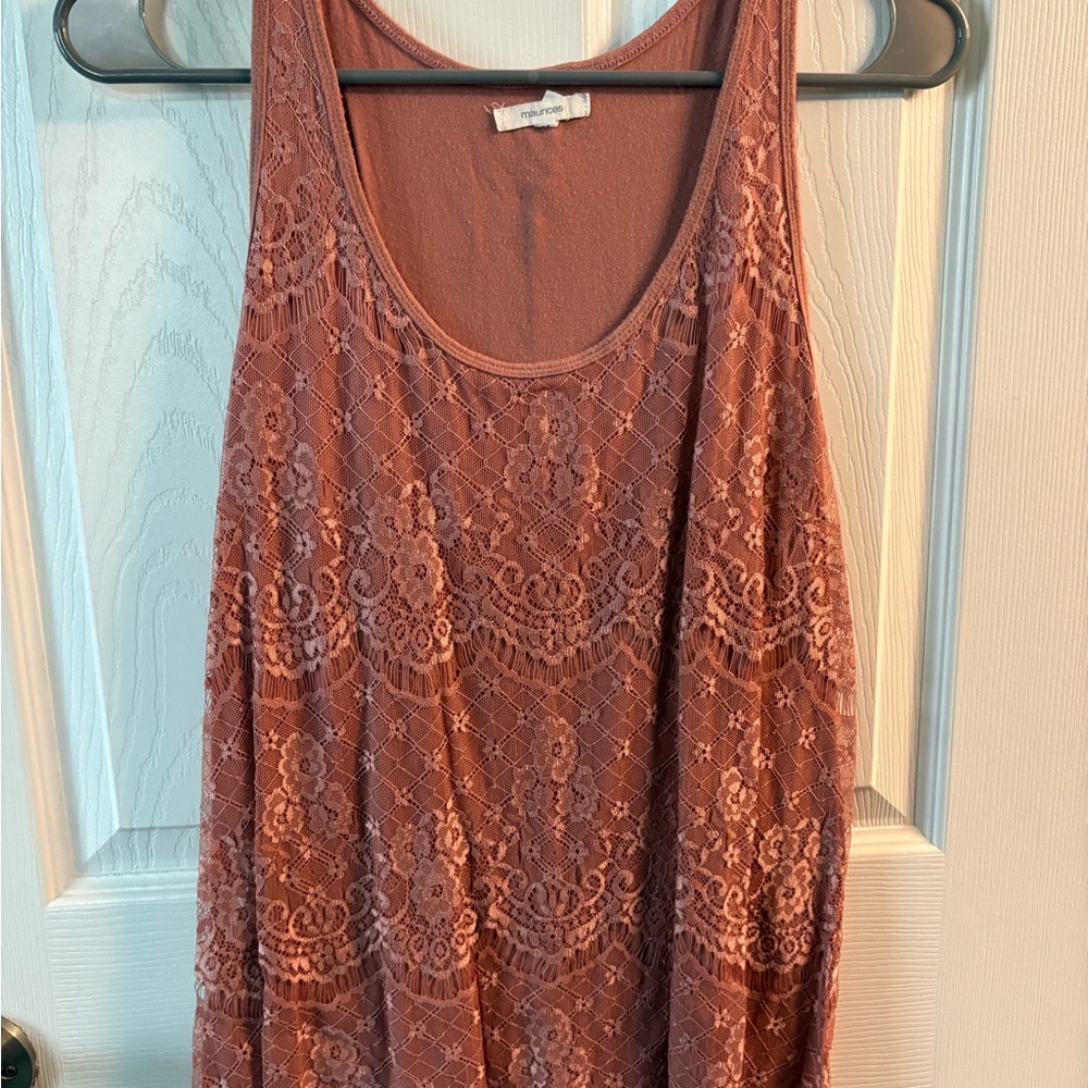 Maurices Dusty Rose Lace Overlay Tank